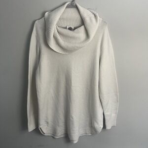 Women's St John's Bay Tunic Long Sweater Cowl Neck Long Sleeve Ivory Large